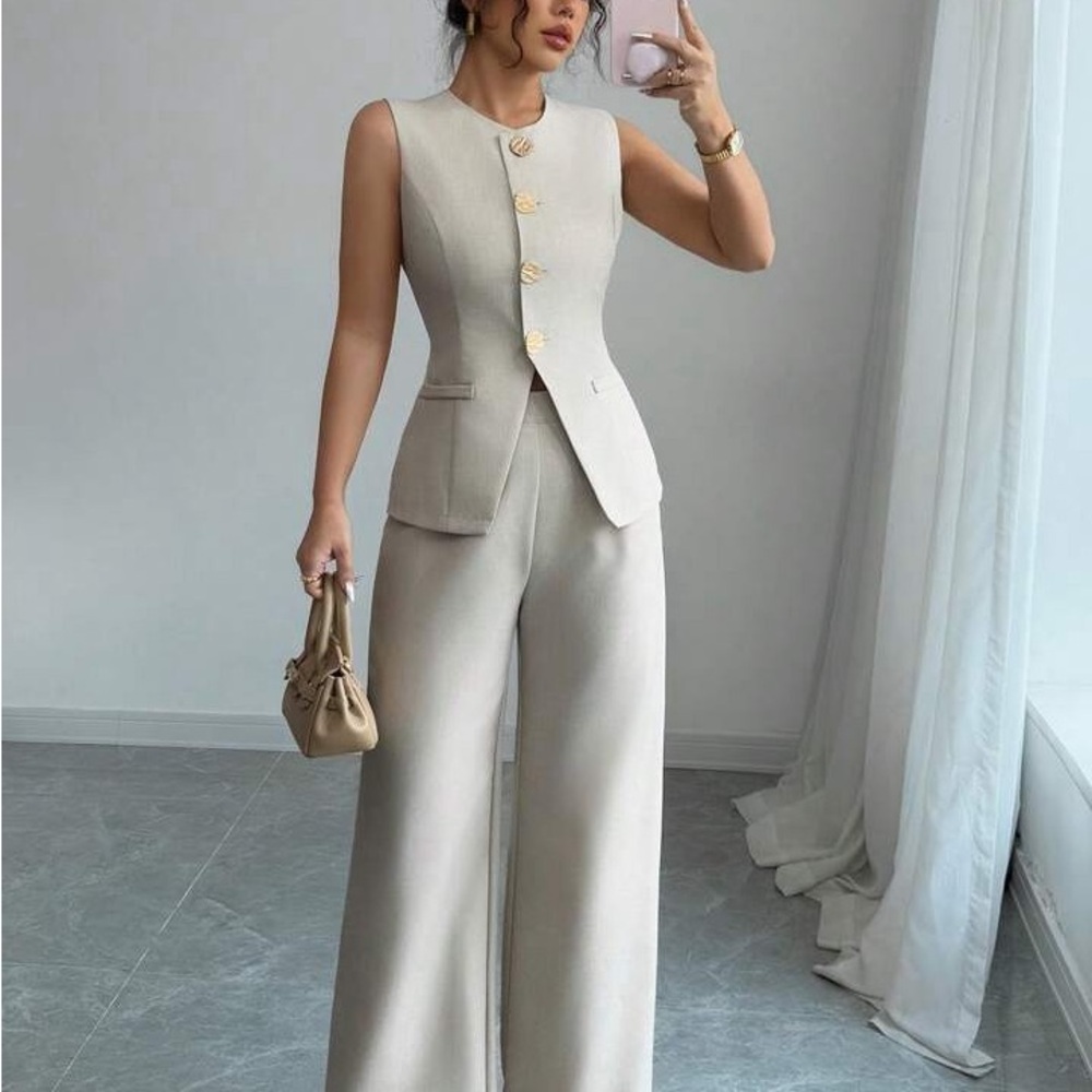 BLACK Elegant Cream PANTS - Picture 2 of 6
